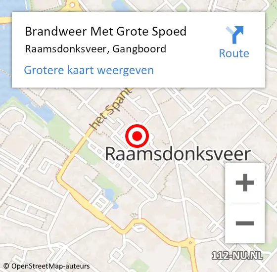 Locatie op kaart van de 112 melding: Brandweer Met Grote Spoed Naar Raamsdonksveer, Gangboord op 23 april 2021 09:06