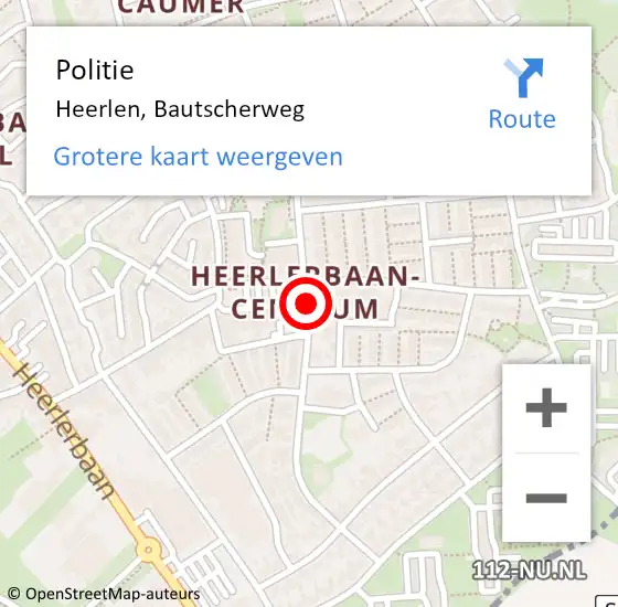 Locatie op kaart van de 112 melding: Politie Heerlen, Bautscherweg op 23 april 2021 09:48