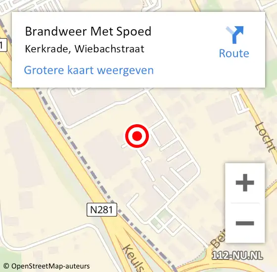 Locatie op kaart van de 112 melding: Brandweer Met Spoed Naar Kerkrade, Wiebachstraat op 23 april 2021 10:16