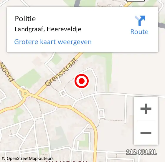 Locatie op kaart van de 112 melding: Politie Landgraaf, Heereveldje op 23 april 2021 10:19