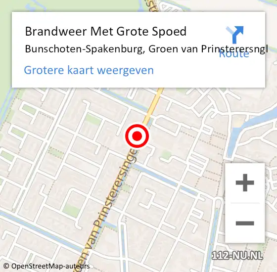 Locatie op kaart van de 112 melding: Brandweer Met Grote Spoed Naar Bunschoten-Spakenburg, Groen van Prinsterersngl op 23 april 2021 10:30