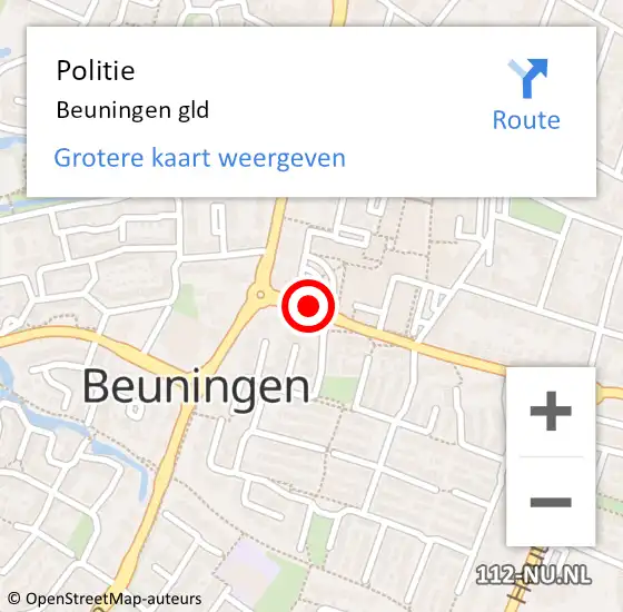 Locatie op kaart van de 112 melding: Politie Beuningen gld op 23 april 2021 10:44