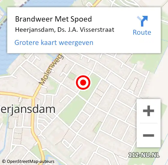 Locatie op kaart van de 112 melding: Brandweer Met Spoed Naar Heerjansdam, Ds. J.A. Visserstraat op 23 april 2021 12:12