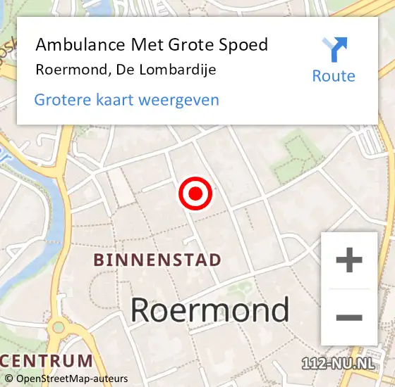 Locatie op kaart van de 112 melding: Ambulance Met Grote Spoed Naar Roermond, De Lombardije op 23 april 2021 12:24