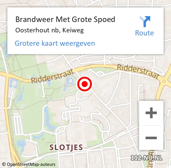 Locatie op kaart van de 112 melding: Brandweer Met Grote Spoed Naar Oosterhout nb, Keiweg op 23 april 2021 13:29