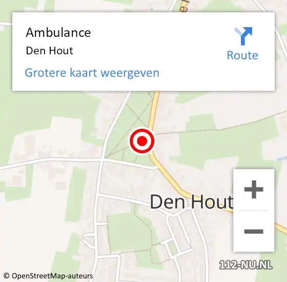 Locatie op kaart van de 112 melding: Ambulance Den Hout op 23 april 2021 14:11