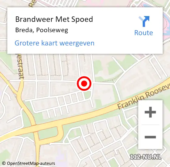 Locatie op kaart van de 112 melding: Brandweer Met Spoed Naar Breda, Poolseweg op 23 april 2021 14:15