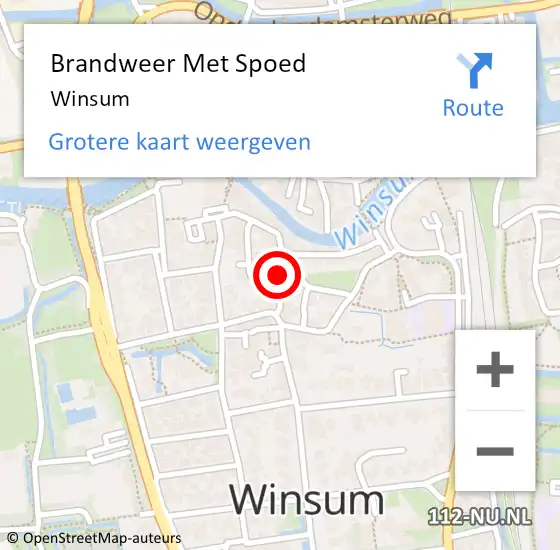 Locatie op kaart van de 112 melding: Brandweer Met Spoed Naar Winsum op 23 april 2021 15:33
