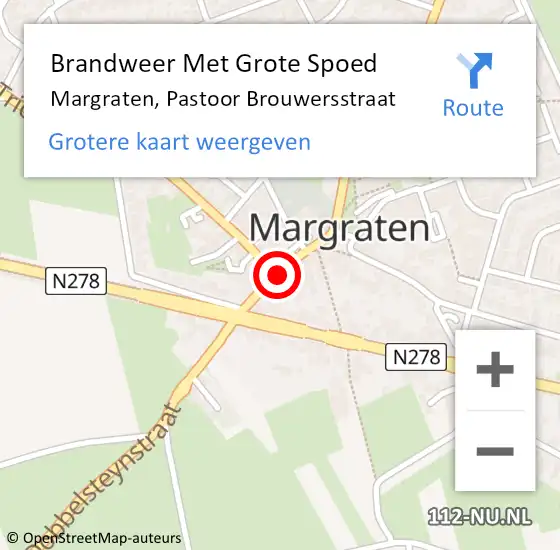 Locatie op kaart van de 112 melding: Brandweer Met Grote Spoed Naar Margraten, Pastoor Brouwersstraat op 23 april 2021 16:20