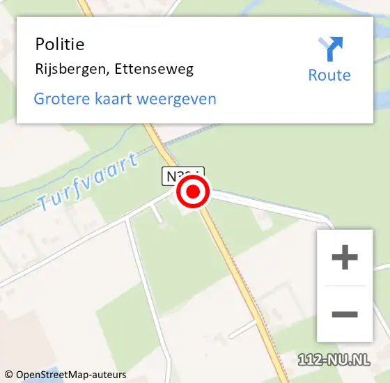 Locatie op kaart van de 112 melding: Politie Rijsbergen, Ettenseweg op 23 april 2021 16:27