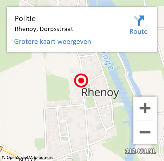 Locatie op kaart van de 112 melding: Politie Rhenoy, Dorpsstraat op 23 april 2021 16:31