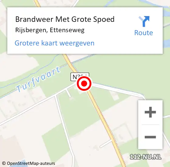 Locatie op kaart van de 112 melding: Brandweer Met Grote Spoed Naar Rijsbergen, Ettenseweg op 23 april 2021 16:40