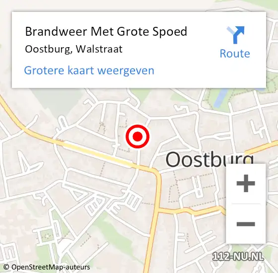 Locatie op kaart van de 112 melding: Brandweer Met Grote Spoed Naar Oostburg, Walstraat op 23 april 2021 17:34