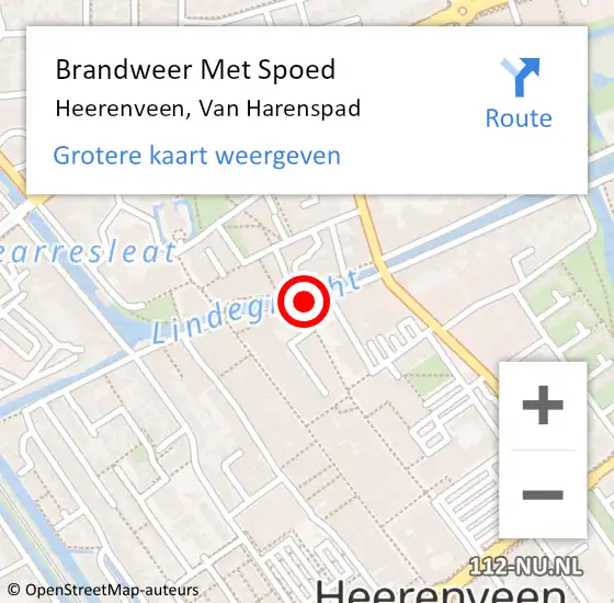 Locatie op kaart van de 112 melding: Brandweer Met Spoed Naar Heerenveen, Van Harenspad op 23 april 2021 18:01