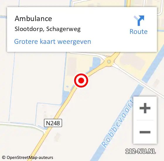 Locatie op kaart van de 112 melding: Ambulance Slootdorp, Schagerweg op 23 april 2021 18:26