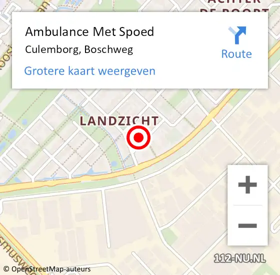 Locatie op kaart van de 112 melding: Ambulance Met Spoed Naar Culemborg, Boschweg op 8 juni 2014 18:22