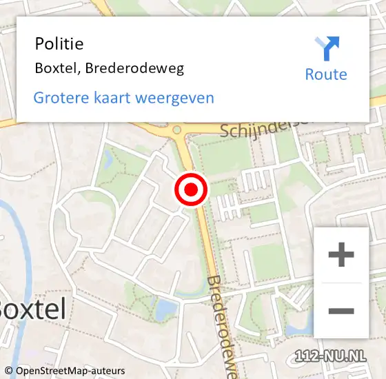 Locatie op kaart van de 112 melding: Politie Boxtel, Brederodeweg op 23 april 2021 18:52