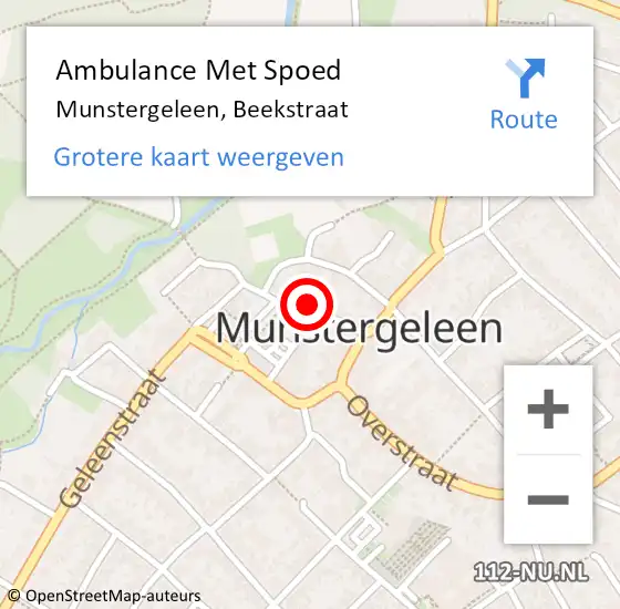 Locatie op kaart van de 112 melding: Ambulance Met Spoed Naar Munstergeleen, Beekstraat op 8 juni 2014 18:31