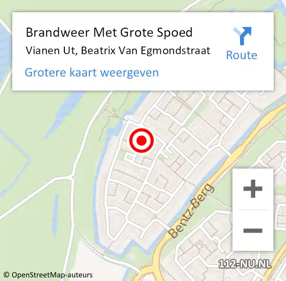 Locatie op kaart van de 112 melding: Brandweer Met Grote Spoed Naar Vianen Ut, Beatrix Van Egmondstraat op 23 april 2021 19:43