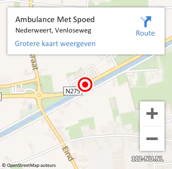 Locatie op kaart van de 112 melding: Ambulance Met Spoed Naar Nederweert, Venloseweg op 23 april 2021 20:23