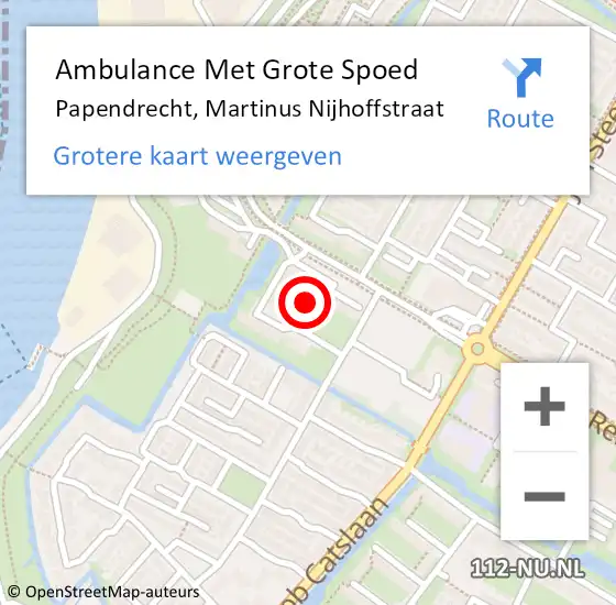 Locatie op kaart van de 112 melding: Ambulance Met Grote Spoed Naar Papendrecht, Martinus Nijhoffstraat op 8 juni 2014 18:38