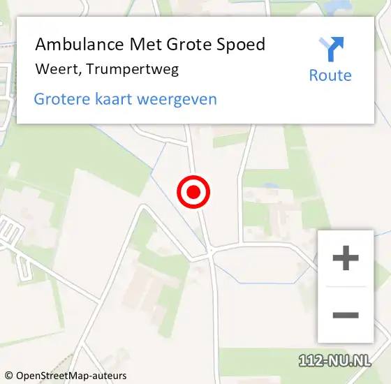 Locatie op kaart van de 112 melding: Ambulance Met Grote Spoed Naar Weert, Trumpertweg op 23 april 2021 21:02