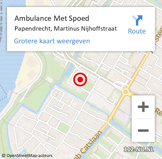 Locatie op kaart van de 112 melding: Ambulance Met Spoed Naar Papendrecht, Martinus Nijhoffstraat op 8 juni 2014 18:50