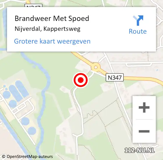 Locatie op kaart van de 112 melding: Brandweer Met Spoed Naar Nijverdal, Kappertsweg op 23 april 2021 23:03