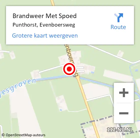 Locatie op kaart van de 112 melding: Brandweer Met Spoed Naar Punthorst, Evenboersweg op 8 juni 2014 18:52