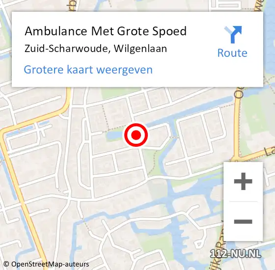 Locatie op kaart van de 112 melding: Ambulance Met Grote Spoed Naar Zuid-Scharwoude, Wilgenlaan op 24 april 2021 07:13