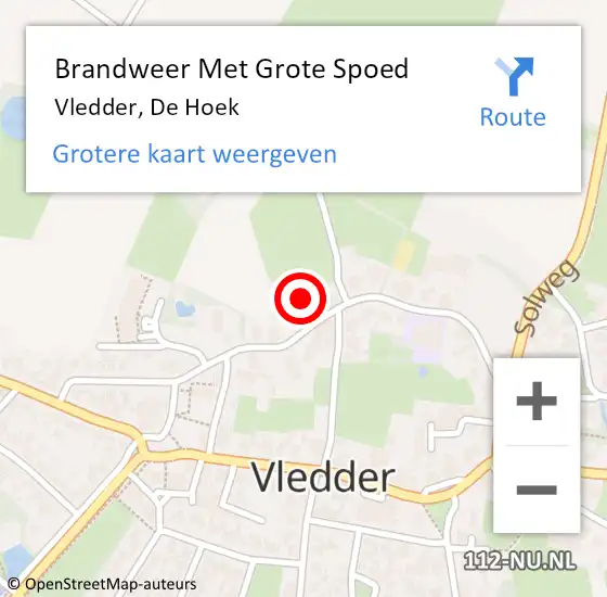 Locatie op kaart van de 112 melding: Brandweer Met Grote Spoed Naar Vledder, De Hoek op 8 juni 2014 19:12