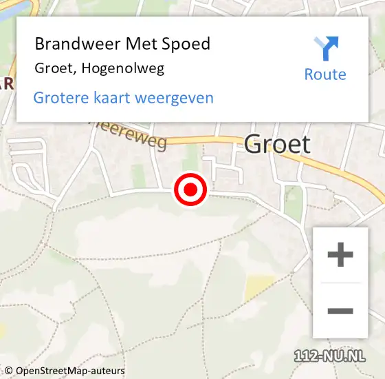 Locatie op kaart van de 112 melding: Brandweer Met Spoed Naar Groet, Hogenolweg op 24 april 2021 11:34