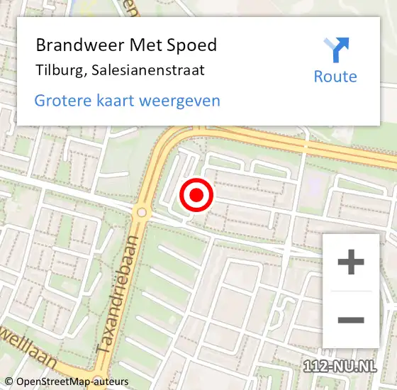 Locatie op kaart van de 112 melding: Brandweer Met Spoed Naar Tilburg, Salesianenstraat op 24 april 2021 11:50