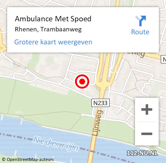 Locatie op kaart van de 112 melding: Ambulance Met Spoed Naar Rhenen, Trambaanweg op 8 juni 2014 19:34