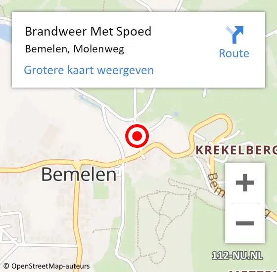 Locatie op kaart van de 112 melding: Brandweer Met Spoed Naar Bemelen, Molenweg op 24 april 2021 12:28