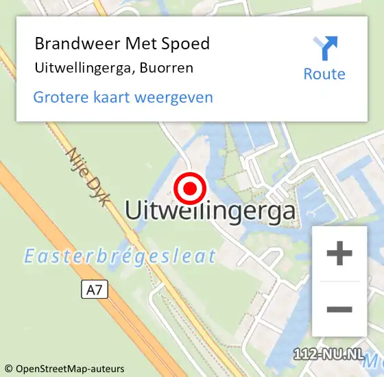 Locatie op kaart van de 112 melding: Brandweer Met Spoed Naar Uitwellingerga, Buorren op 24 april 2021 12:51