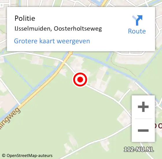 Locatie op kaart van de 112 melding: Politie IJsselmuiden, Oosterholtseweg op 24 april 2021 13:18