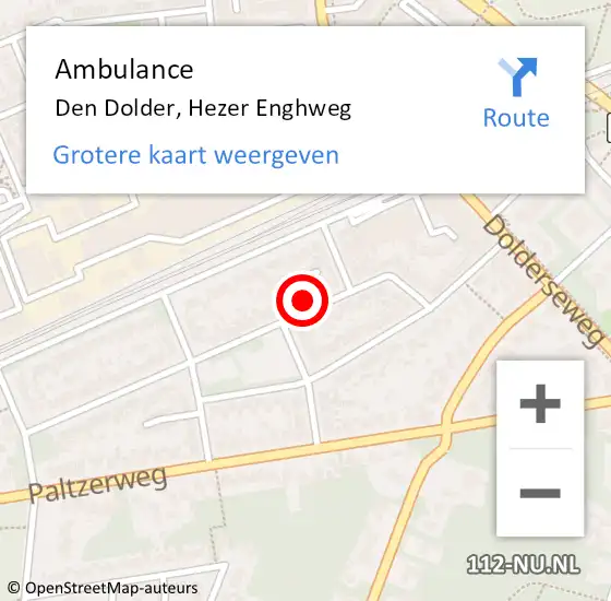 Locatie op kaart van de 112 melding: Ambulance Den Dolder, Hezer Enghweg op 8 juni 2014 19:42