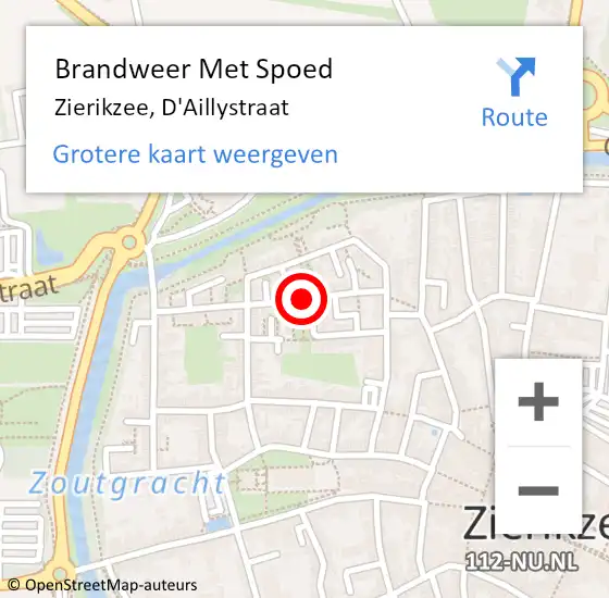 Locatie op kaart van de 112 melding: Brandweer Met Spoed Naar Zierikzee, D'Aillystraat op 24 april 2021 14:26