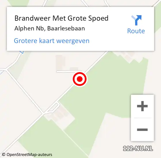 Locatie op kaart van de 112 melding: Brandweer Met Grote Spoed Naar Alphen Nb, Baarlesebaan op 24 april 2021 14:45