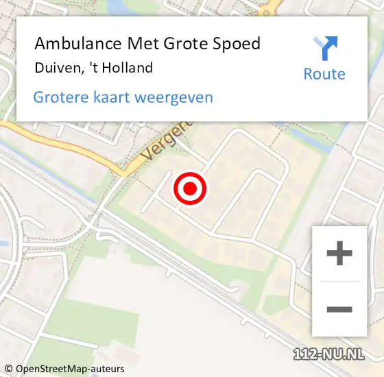 Locatie op kaart van de 112 melding: Ambulance Met Grote Spoed Naar Duiven, 't Holland op 24 april 2021 16:10