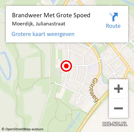 Locatie op kaart van de 112 melding: Brandweer Met Grote Spoed Naar Moerdijk, Julianastraat op 24 april 2021 16:51