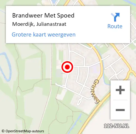 Locatie op kaart van de 112 melding: Brandweer Met Spoed Naar Moerdijk, Julianastraat op 24 april 2021 17:10