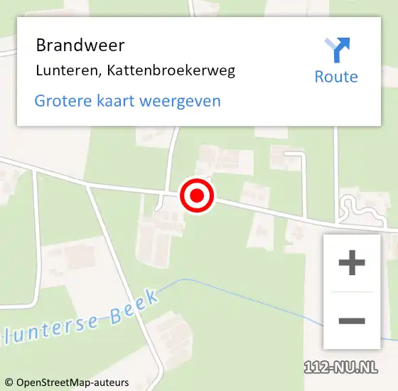 Locatie op kaart van de 112 melding: Brandweer Lunteren, Kattenbroekerweg op 24 april 2021 17:26