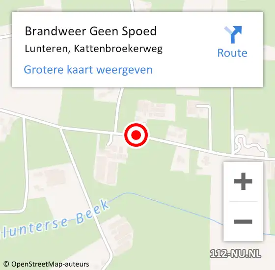 Locatie op kaart van de 112 melding: Brandweer Geen Spoed Naar Lunteren, Kattenbroekerweg op 24 april 2021 17:28