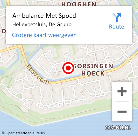 Locatie op kaart van de 112 melding: Ambulance Met Spoed Naar Hellevoetsluis, De Gruno op 24 april 2021 17:38