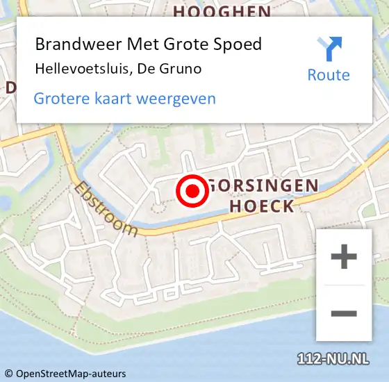 Locatie op kaart van de 112 melding: Brandweer Met Grote Spoed Naar Hellevoetsluis, De Gruno op 24 april 2021 17:50