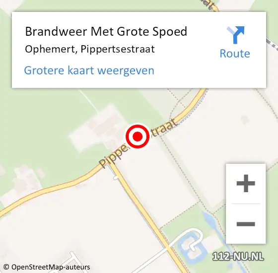 Locatie op kaart van de 112 melding: Brandweer Met Grote Spoed Naar Ophemert, Pippertsestraat op 24 april 2021 18:39