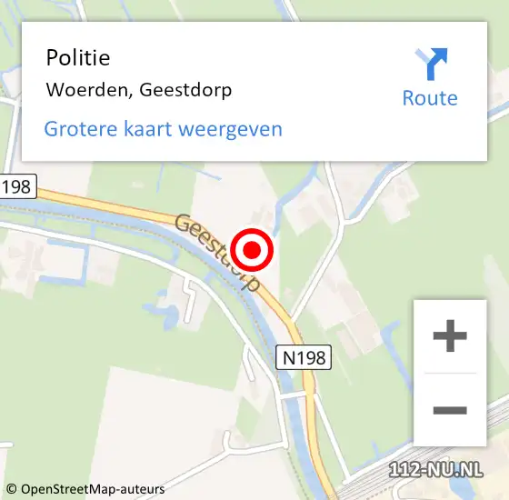 Locatie op kaart van de 112 melding: Politie Woerden, Geestdorp op 24 april 2021 19:06