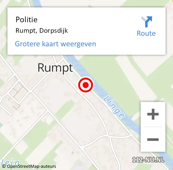 Locatie op kaart van de 112 melding: Politie Rumpt, Dorpsdijk op 24 april 2021 21:13